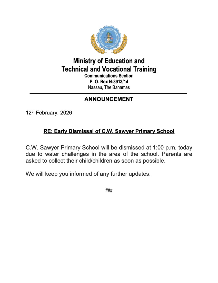 Announcement_Early Dismissal of CW Sawyer Primary School
