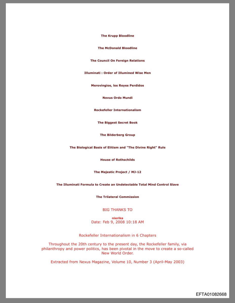 WarMonitors's tweet image. ⚡️#BREAKING Latest Epstein files appear to list Illuminati Families and Associates, claiming Jeffery Epstein was a member of the Illuminati North American Group