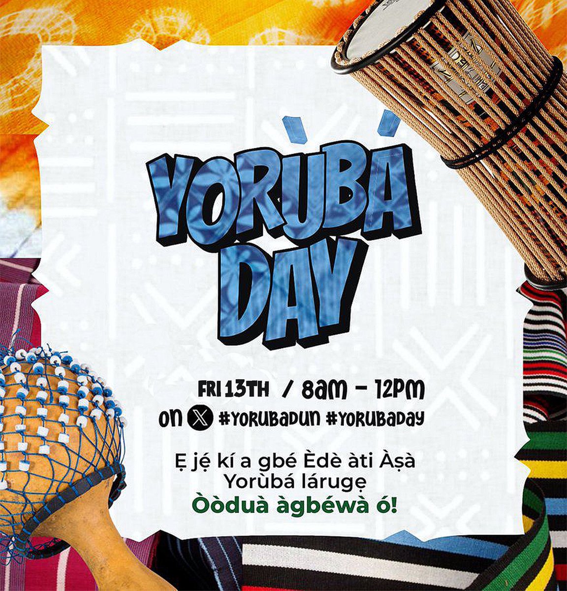 #YorubaDun ẹ̀ka ayájọ́ olólùfẹ́ (Lover’s edition) 

Ẹ pade wa ni Ọla ode yi! Ni dede agogo mẹjọ owurọ. 

Ẹ fọn ikede yi kaakiri. Ẹ seun pupọ.