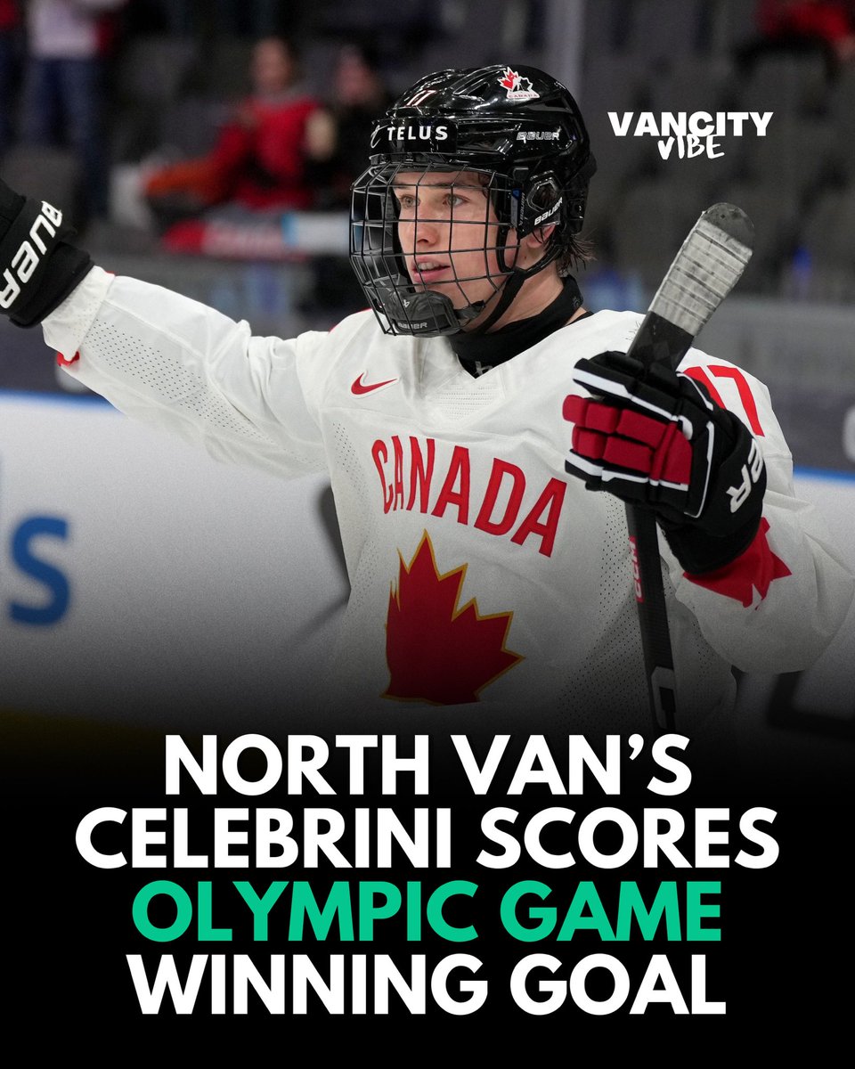 VancityV's tweet photo. North Vancouver’s own Macklin Celebrini is already making Olympic history 🇨🇦🏒

The 19-year-old scored the game-winning goal as Team Canada opened the tournament with a huge win over Czechia.

#TeamCanada #Olympics #Vancouver #BritishColumbia #Trending https://t.co/pJQ40QZSfE