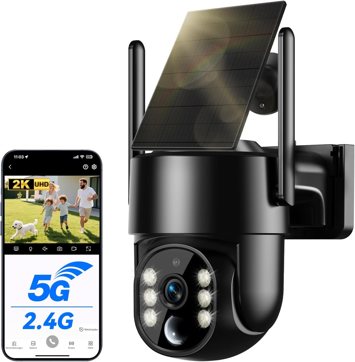 VOOPEAK Solar Camara De Caza 4G LTE, Cámara De Caza Alta Resolución 2.5K Con Batería Incorporada De 7800mAh Y Tarjeta SIM, Camara De Caza Visión Nocturna 940nm IR LED De Audio Doble