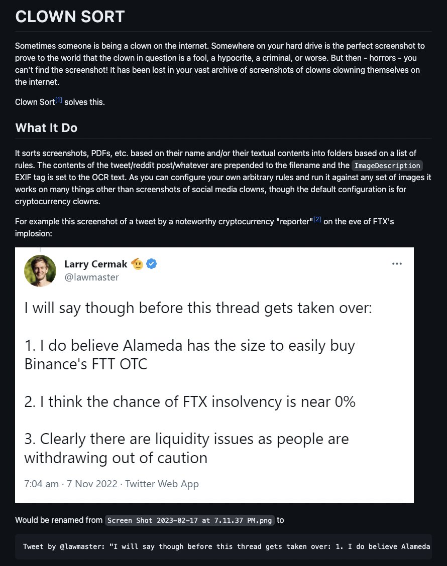 ParrotCapital's tweet photo. Larry Cermak is beyond parody, which is why he is the mascot for the excellent picture sorting app called #ClownSort 🤡 by @Cryptadamist (check his past tweets for links to download it). https://t.co/mL81OZh5WX