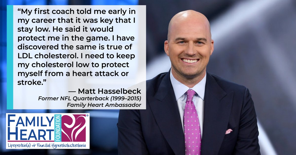 FamilyHeartFdn's tweet photo. @Hasselbeck thought he was low risk for heart disease—until he lost his dad to a heart attack.
Now he’s sharing his experience and urging everyone to know their LDL cholesterol level number and get into the #LDLSafeZone.
Read Matt's story: https://t.co/1Zq3RurqBL
#KnowLDL https://t.co/yukiJ11WH6