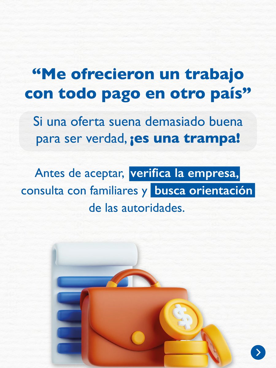 ProcuraduriaRD's tweet photo. Las redes delictivas que se dedican a la trata de personas muchas veces utilizan estrategias disfrazadas de oportunidades, invitaciones o promesas rápidas.

Detente. Piensa. Verifica.

Ante cualquier sospecha, denunciar puede salvarte la vida y proteger a otros.

📞 Llama y Vive: 809-200-7393

☎️ Oficina: (809)533-3522 ext. 8349

📧 denuncialatratamp@pgr.gob.do

hashtag#MinisterioPúblicoRD
hashtag#LlamaYVive
hashtag#NoALaTrata
