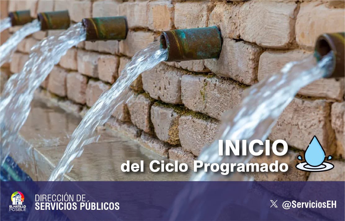 🗣️ #ServiciosEHInforma #ReporteCicloAgua 💦
#12Feb 🕣 2:30 PM

Estimados Vecinos, según reportes vecinales informamos que ha comenzado el ingreso de agua 💧 a nuestro municipio tras culminar las reparaciones en el Tuy II.