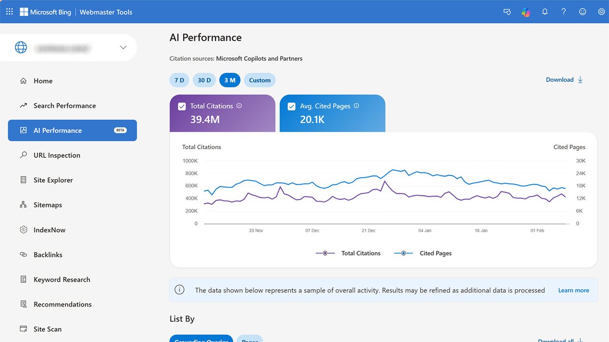 Bing Webmaster Tools lance le rapport « AI Performance » referenceur.be/bing-webmaster…