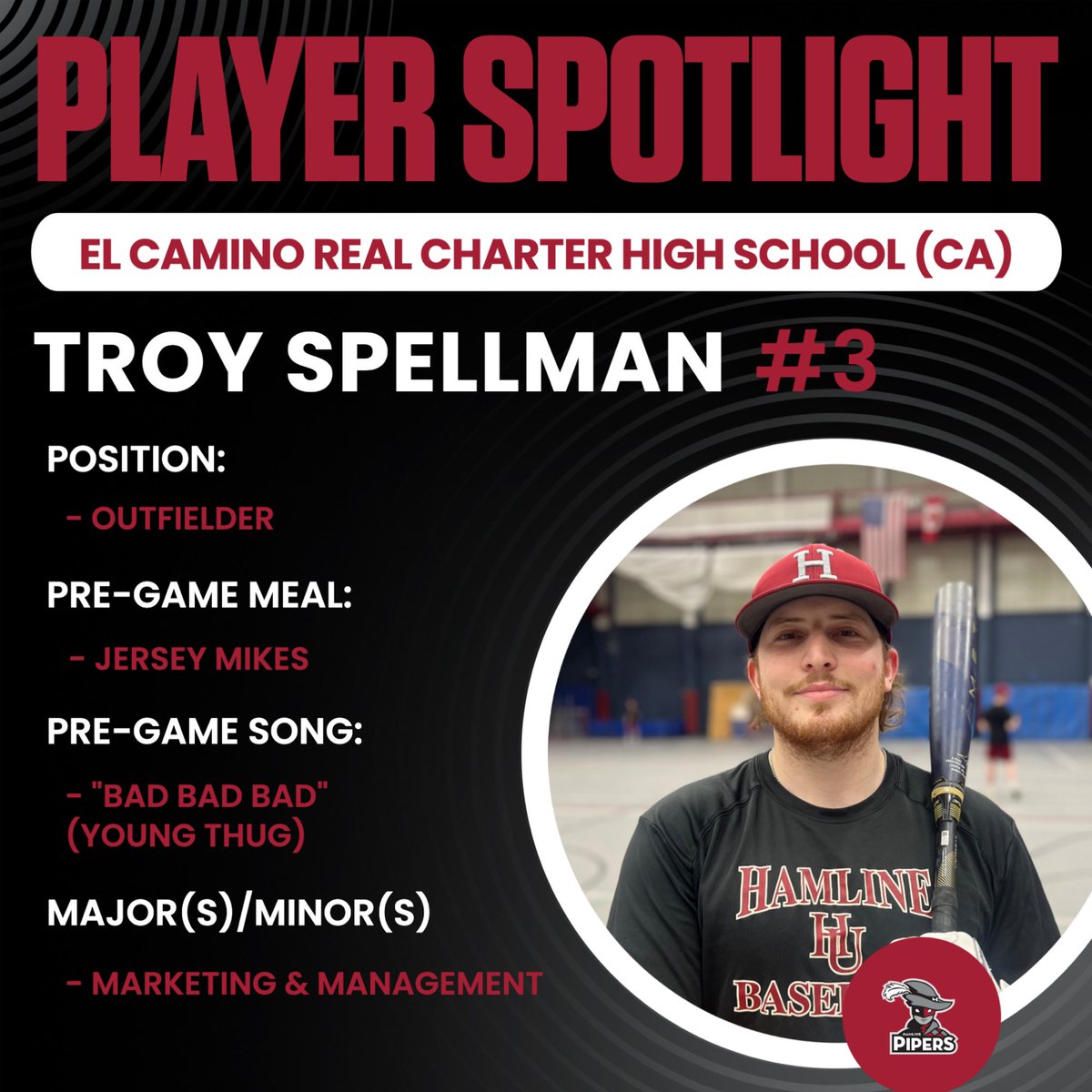 PiperBaseball's tweet photo. Yesterday marked 3️⃣ DAYS Until Game Day!
Swipe to learn more about 2026 Grad, Troy Spellman! (#3)
📍Los Angeles, CA
#GoPipers #CountdownToGameDay https://t.co/eocOnSUZ0l