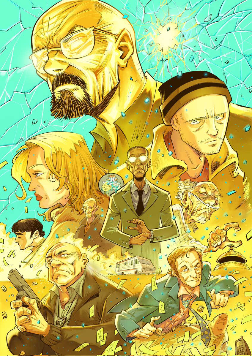¡Homenaje a Breaking Bad!
Hace poco volví a ver esta maravilla y me resultó aún mejor de lo que recordaba.
Tenía que dibujarlo 😎