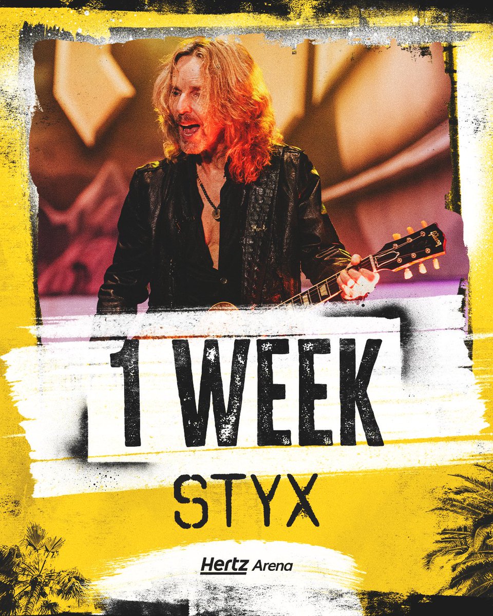 ONE WEEK AWAY 🎸
Styx returns to Hertz Arena in just one week. Get ready for a night of legendary rock 🎶

🎟️ bit.ly/StyxAtHertz