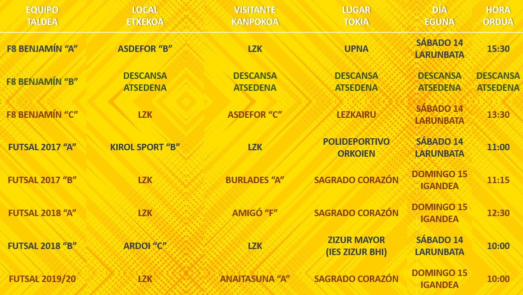 📆 SEÑALAMIENTOS | PARTIDAK

#AupaLZK 💛