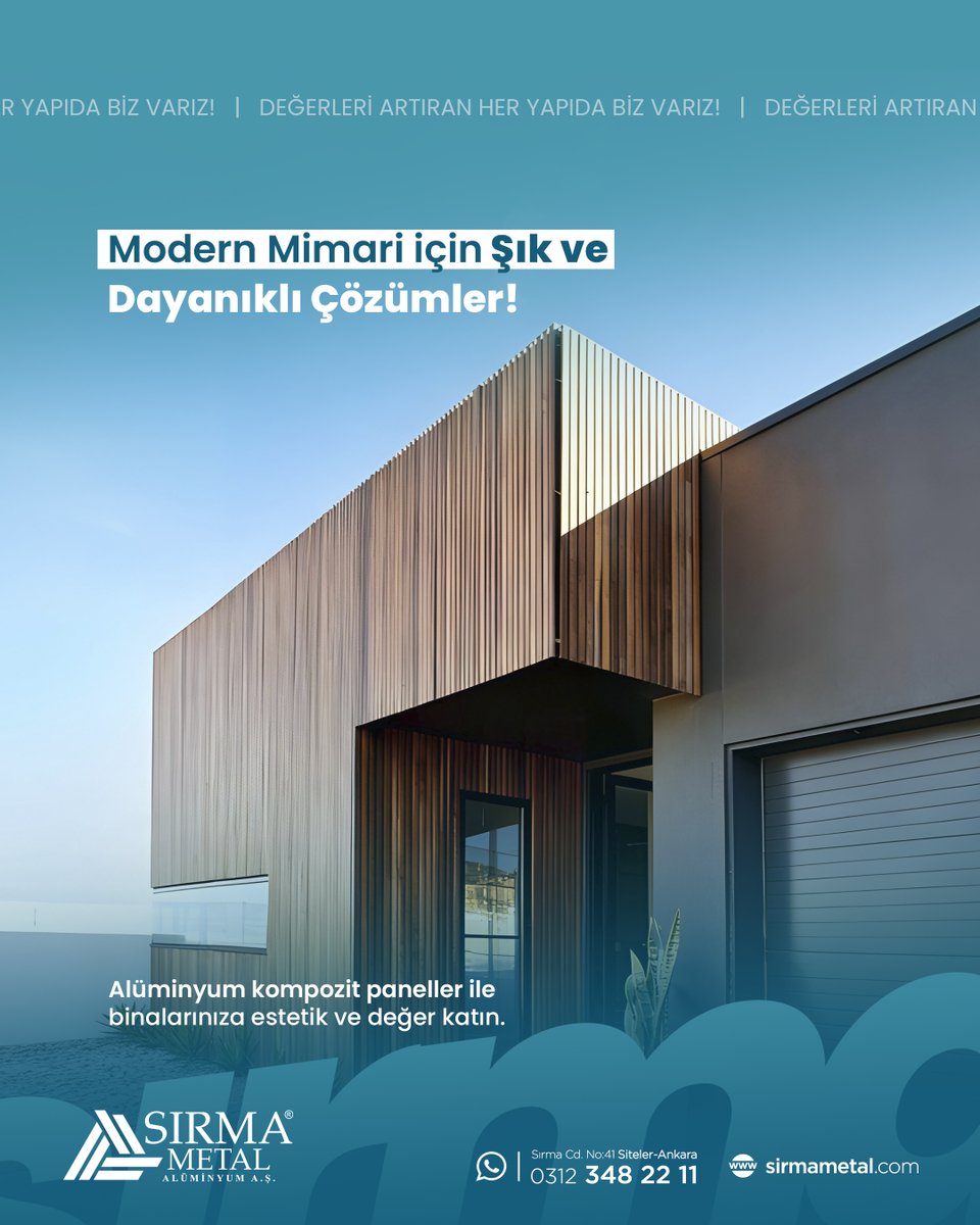 Estetik, dayanıklılık ve fonksiyonelliği bir arada sunan ASAŞ Alüminyum Kompozit Paneller, projelerinize değer ve modern bir görünüm katar. ✨

☎️ 0312 348 22 11
🔗 sirmametal.com.tr

#asaş #aluminyum #aluminyumcephe #asaşalüminyum #alüminyum #alüminyumdoğrama