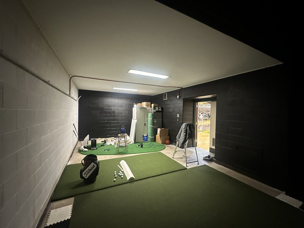 Simulator update:  Walls painted.  Screen installed. Enclosure finished. Computer &amp; launch monitor in, projector needs hung and mural needs finished. Grand Opening 2/16/2026 🤞#believe
