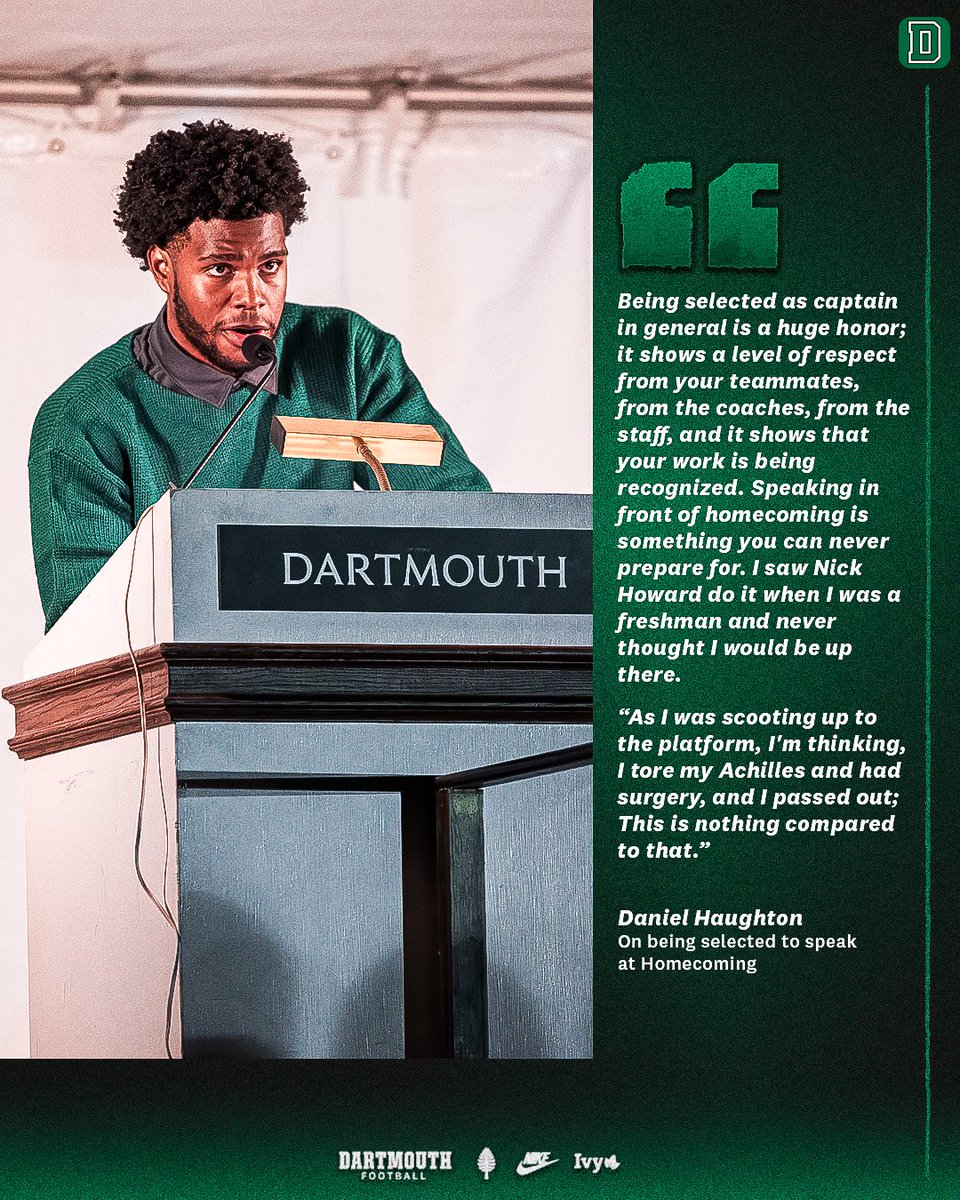 DartmouthFTBL's tweet photo. Perspective changed. Purpose didn’t.
Daniel Haughton on finding new ways to lead after a season-ending injury.

Full story here: https://t.co/rCR3kkhrYT

#GoBigGreen | #TheWoods https://t.co/g8yWSu0vpu