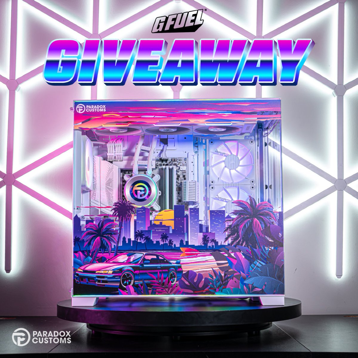 LAST CHANCE to enter the <a href="/GFuelEnergy/">G FUEL®</a> x <a href="/Brparadox/">Paradox Customs</a> Miami Nights PC Giveaway! 🌴

1️⃣ FOLLOW <a href="/GFuelEnergy/">G FUEL®</a> / <a href="/Brparadox/">Paradox Customs</a> 
2️⃣ RETWEET
3️⃣ Giveaway LINK in Comments

#WeHaveYourSix | #GFUEL | #ParadoxCustoms