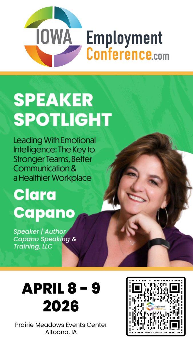 Don't miss emotional intelligence training with Clara Capano  with Capano Speaking &amp; Training, LLC., at #IEC2026 on April 8–9!

Read more about the speakers - conta.cc/4kej4bz

Register - conta.cc/4kbu6y
