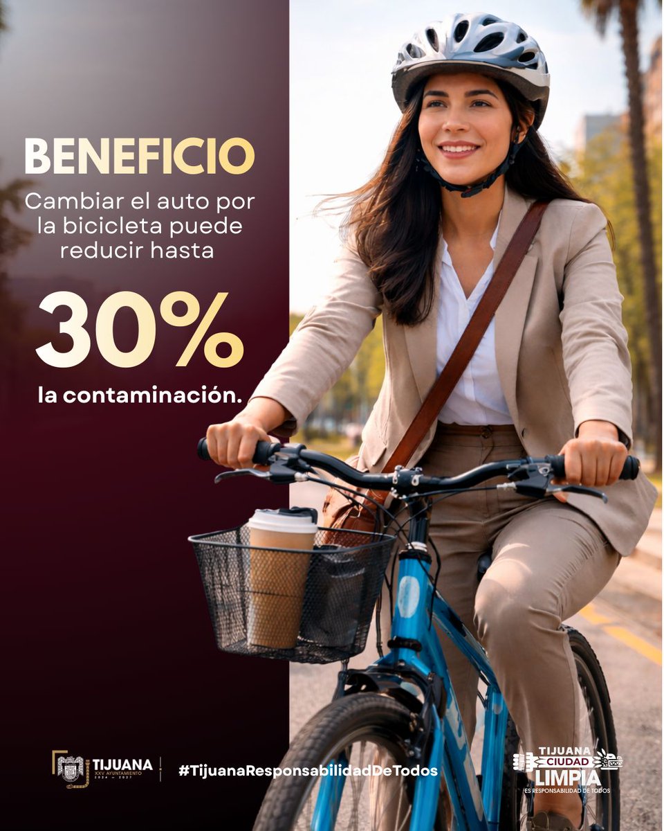 Cambiar el auto por la bicicleta no solo reduce emisiones, también disminuye el tráfico y mejora la calidad del aire que respiramos.
Cada trayecto sustentable suma
a una Tijuana más limpia y saludable.
#TijuanaResponsabilidadDeTodos