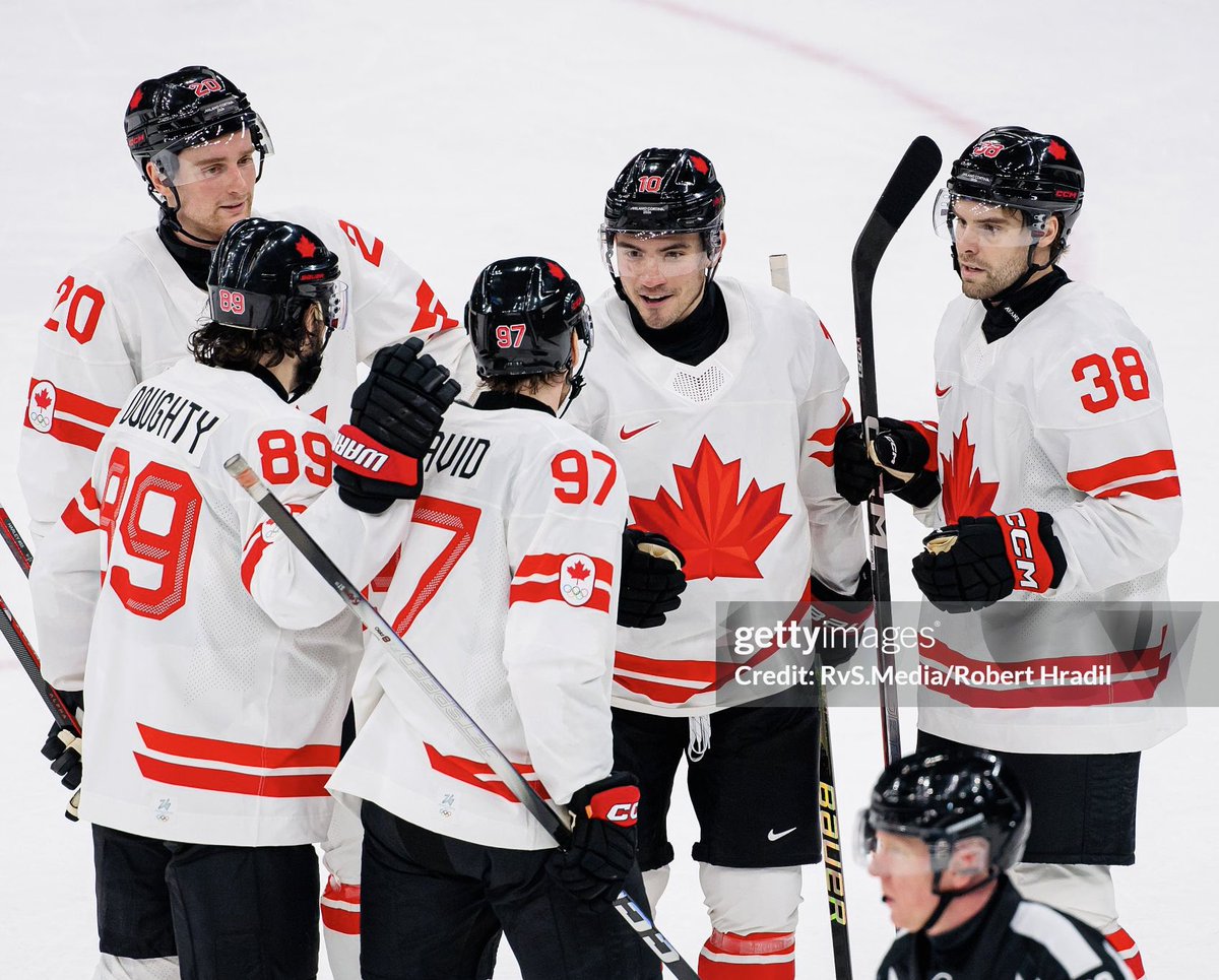 Nick Suzuki after scoring his first Olympic goal for Team Canada 🇨🇦