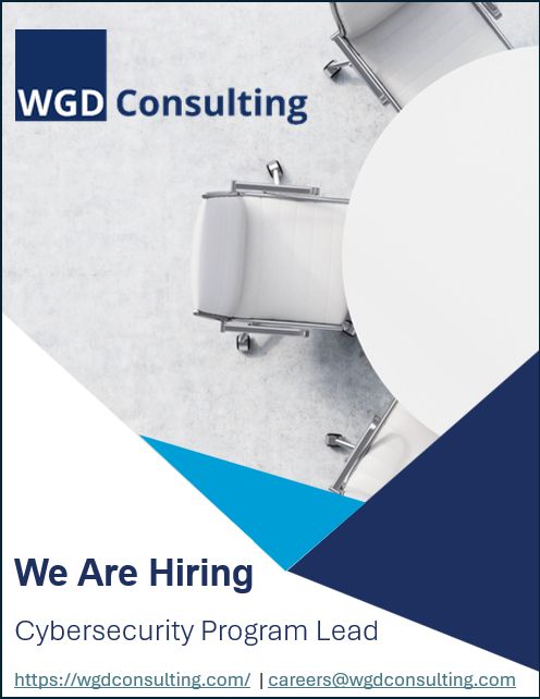 WGD_Consulting's tweet photo. ➡️ Cybersecurity Professionals ⬅️ 

WGD Consulting seeks a Cybersecurity Program Lead to implement digital strategies for safeguarding critical public services. 
Want to learn more? Check our LinkedIn Job Posting: https://t.co/kEKHMUEQ4s https://t.co/E8e3k2OApT