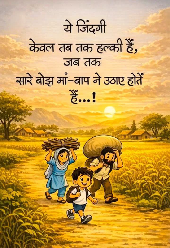 ये जिंदगी केवल तब तक हल्की हैं, 

जब तक सारे बोझ मां-बाप ने उठाए होतें हैं...!!