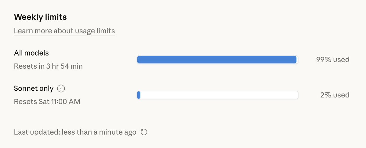 Really squeezing my Max plan to the limit. VCs/BIG TECH, thanks for subsidizing my work 😂