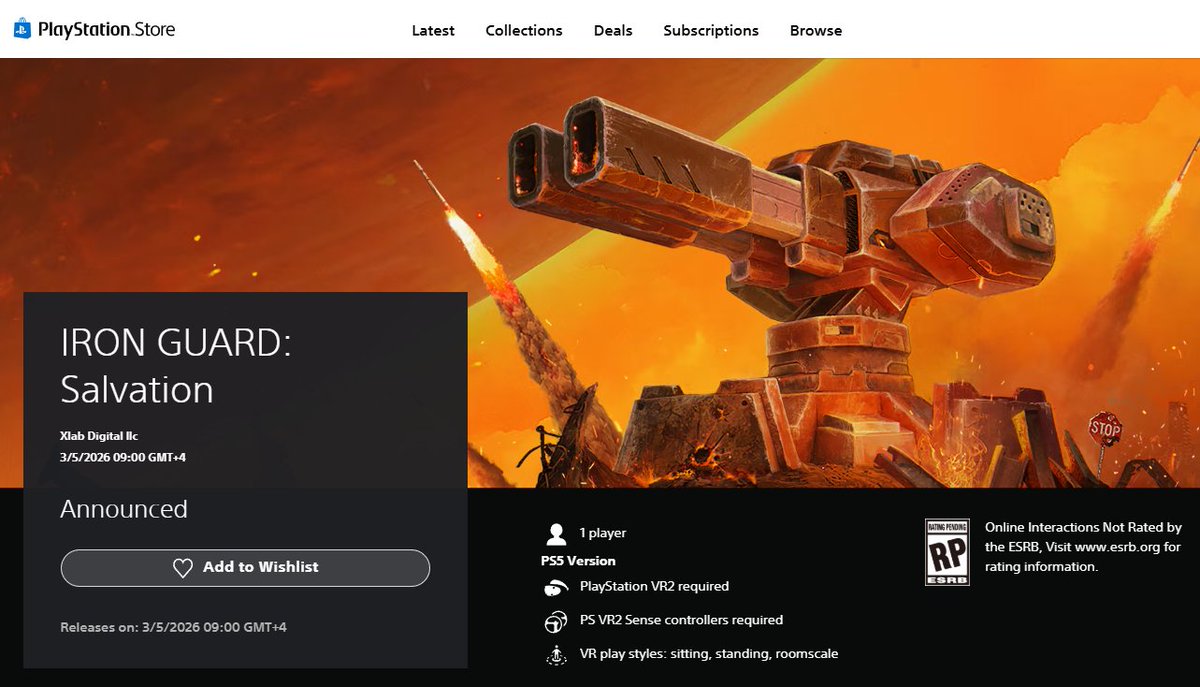 #PSVR2 players! We have a launch date! 🚀

IRON GUARD: Salvation lands on PlayStation VR2 - March 5th, 2026🗓️

Gear up, Commanders! Wishlist now and prepare for full-scale VR combat!⚔️

store.playstation.com/en-us/concept/…

#PlayStationVR2 #VRGaming #VirtualReality #IndieGame #TowerDefense