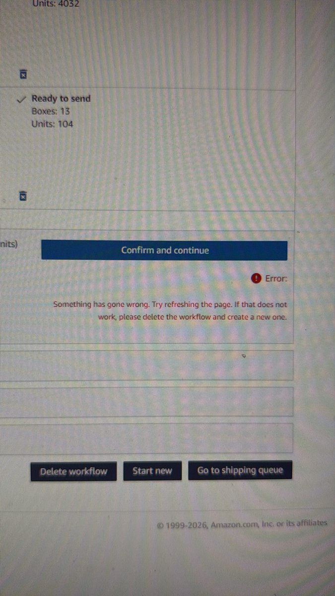 sujdaddy's tweet photo. @amznsellerhelp can’t create inbound shipments today. Keep getting the following error. What’s going on? https://t.co/bsxiiQwP0R