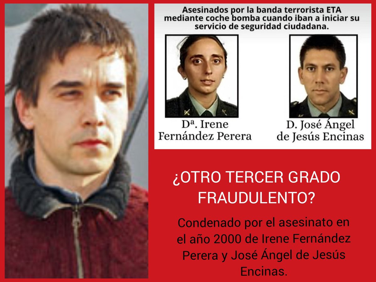 -TERRIBLE- Añadimos otro sanguinario asesino a la lista de la vergüenza..

Goñi asesinó a nuestros compañeros, Irene Fernández y José Ángel de Jesús Encinas.

¡BUFF! A finales de 2024 fue condenado a 30 años por el asesinato de José Luis López de Lacalle.

🩸ETA LESA HUMANIDAD🩸