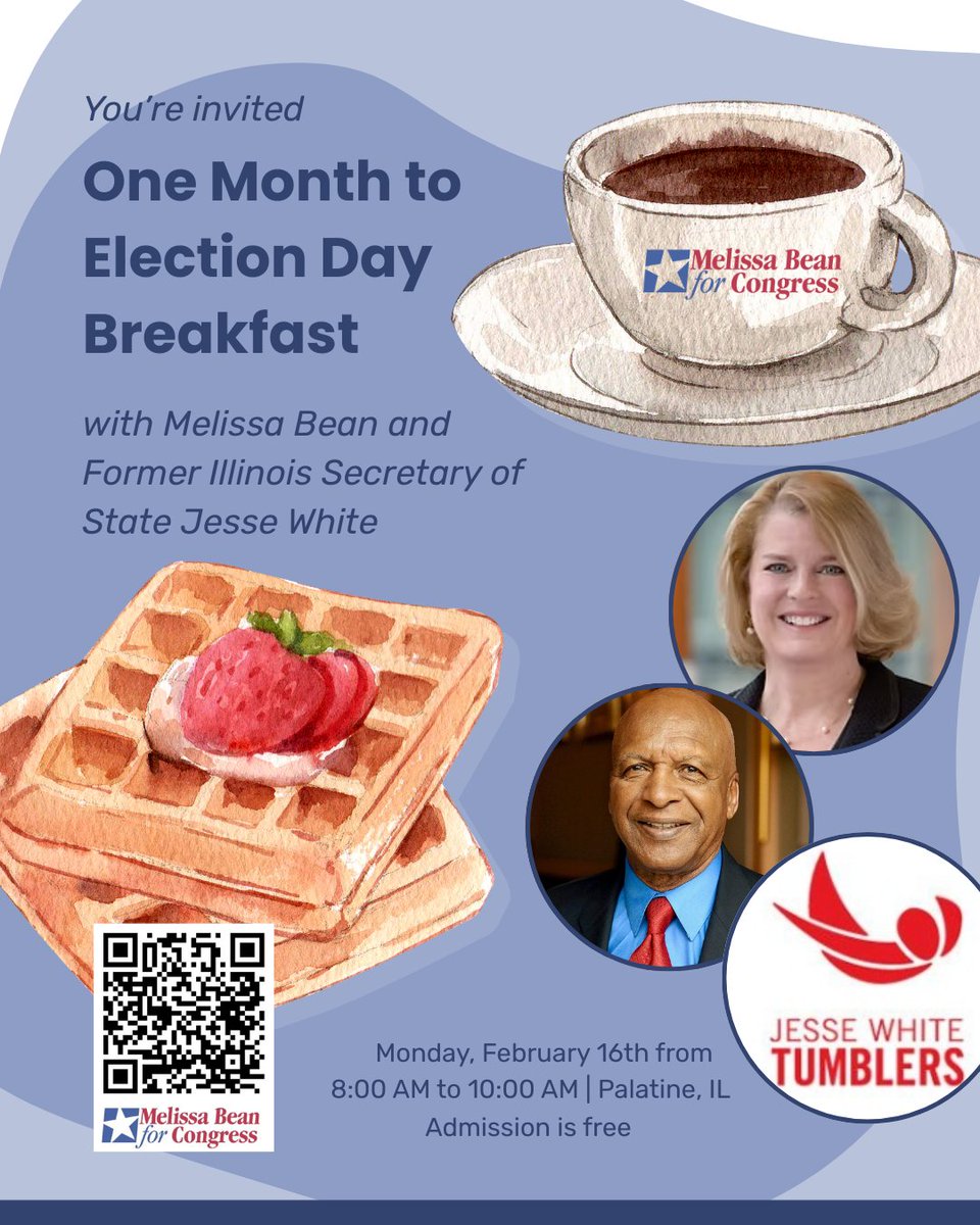 This President's Day, we're focusing on holding the current President accountable. 

Join me, Secretary Jesse White, and the amazing Jesse White Tumblers for breakfast as we mark one month to Election Day and highlight the importance of reining in President Trump.