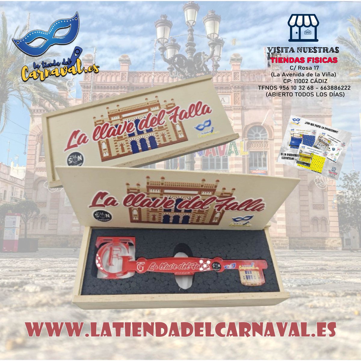 🔑✨ La Llave del Teatro Falla

Réplica exclusiva de 16 cm en metacrilato de alta calidad, con el logotipo del Teatro en colores vivos.

Y recuerda… ¡envolvemos tus regalos con papel carnavalero! 🎁

latiendadelcarnaval.es/producto/la-ll…

#carnavaldecadiz #cadiz #latiendadelcarnaval