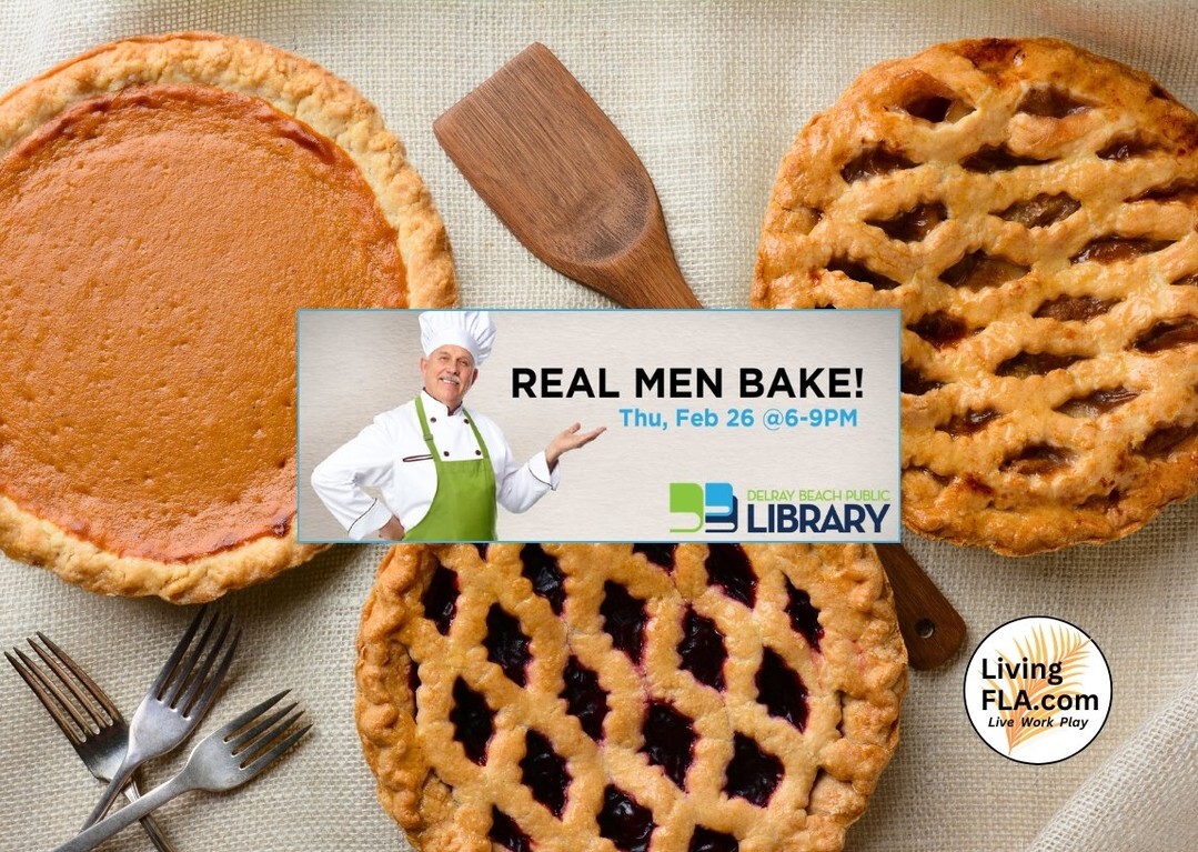 Real Men #Bake at #DelrayBeach Public Library Thursday, February 26, 2026!
Local #celebrity #chefs prepare bite-size samples of their best dishes. 

ift.tt/zEJs3KC instagr.am/p/DUq1A2ymTAt/