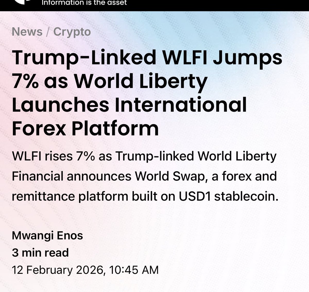 Here I thought Trump was grifting with $Wlfi turns out he’s trying to take over the single biggest market in the world FOREX. Dude this is serious business right here. Time to take this $USD1 stable coin seriously. Everyone has been trying to penetrate that market seems Trump has