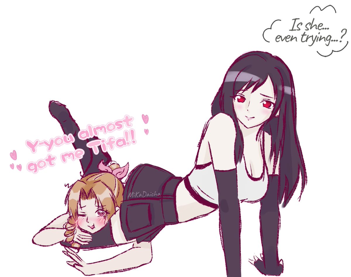 Suspicious Aerith wanted to "Wrestle to see who'd win!"🌸🐬.... is she even trying..? #Aerti