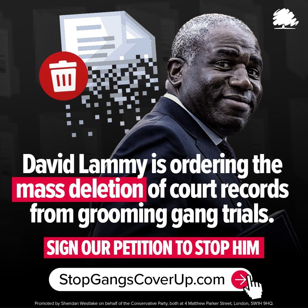 Imagine getting away with mass deletion of court records of the grooming gang trials to cover up your own party's complicities 

This is where we are now in 2026 and the press stay quiet

X is the only place we can call it out, but most people just don't care anymore and shrug