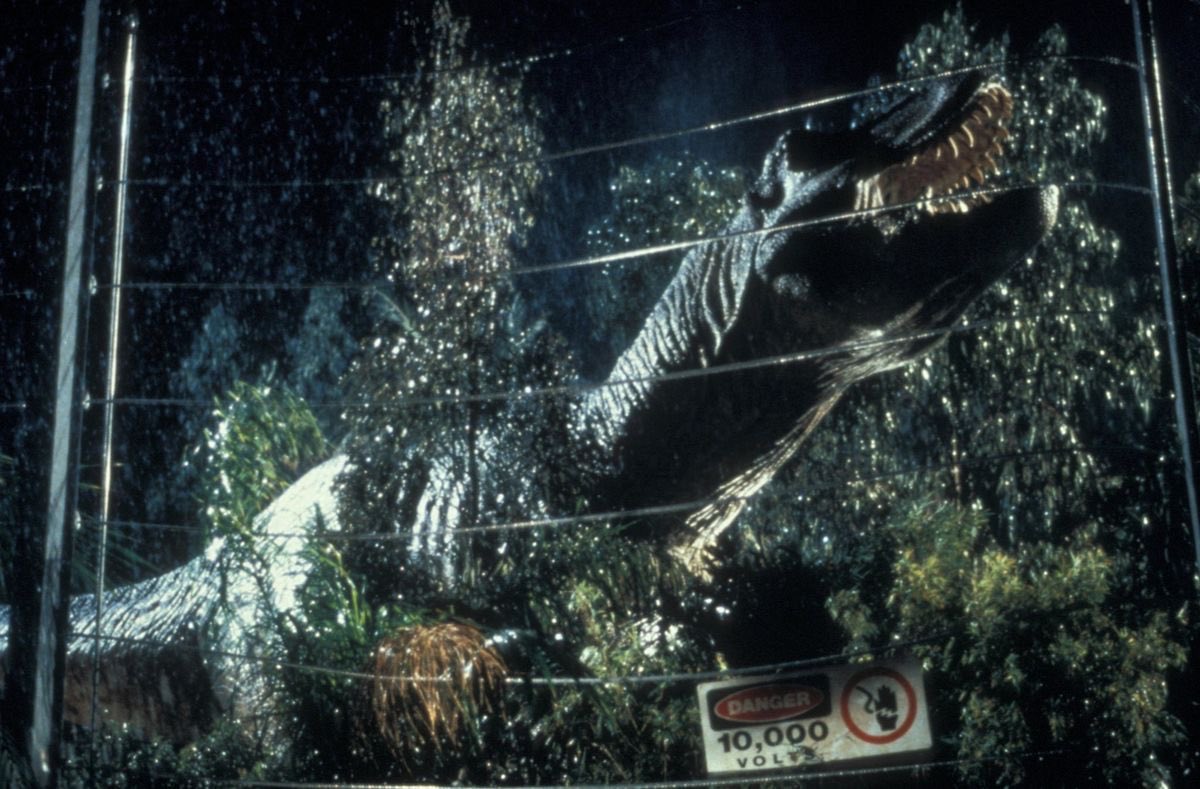 Animatronic Roberta behind the fence