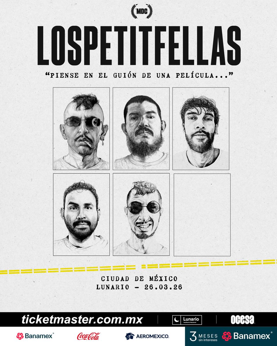 🎬✨ LosPetitFellas en CDMX ✨🎶

“Piense en el guión de una película…” porque lo que viene en vivo es una historia que se canta, se siente y se vive.

La banda llega al Lunario del Auditorio Nacional este 26 de marzo de 2026.