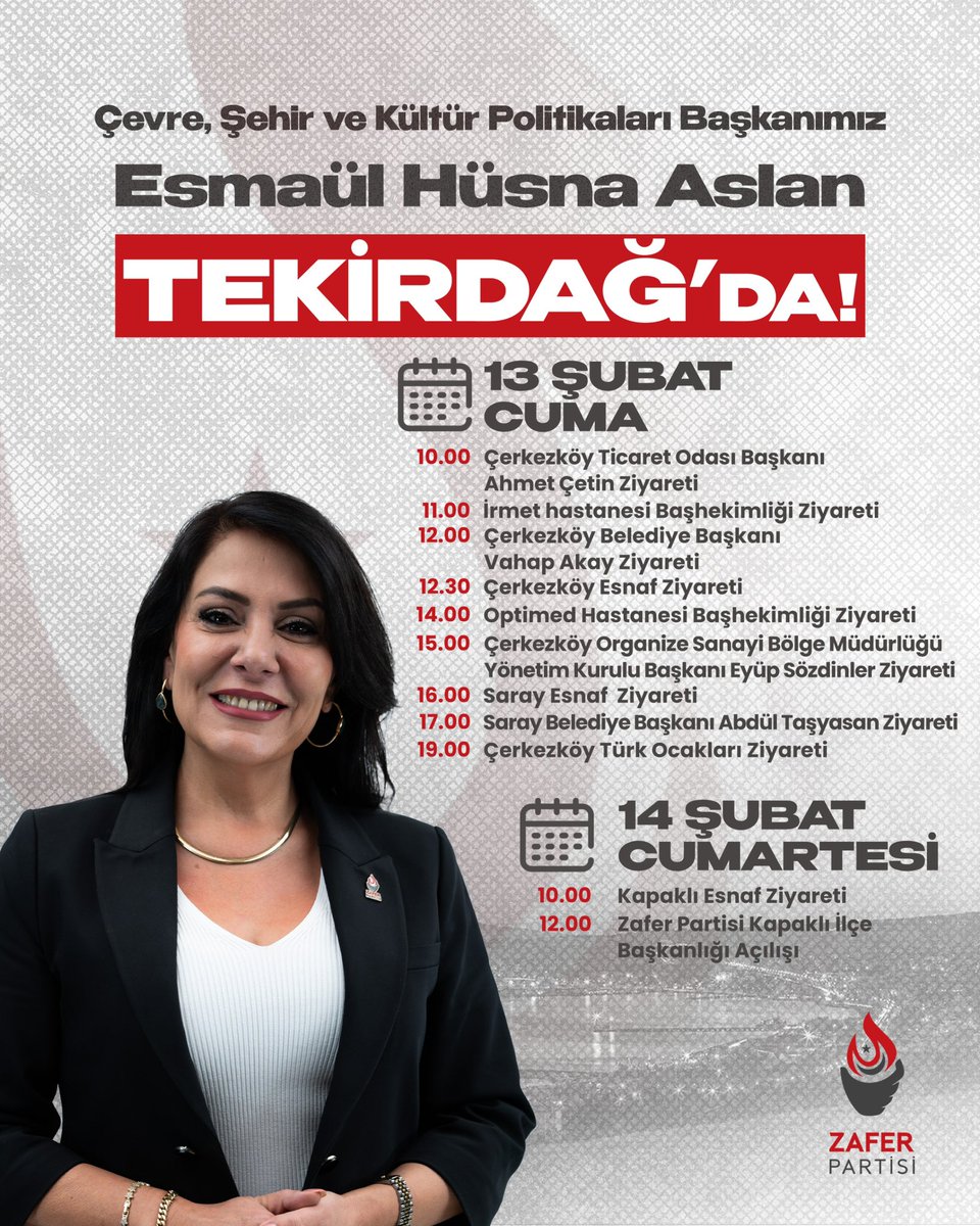 Çevre, Şehir Ve Kültür Politikaları Başkanımız Esmaül Hüsna Aslan, 13-14 Şubat tarihlerinde Tekirdağ’da vatandaşlarımız ile bir araya gelecektir.