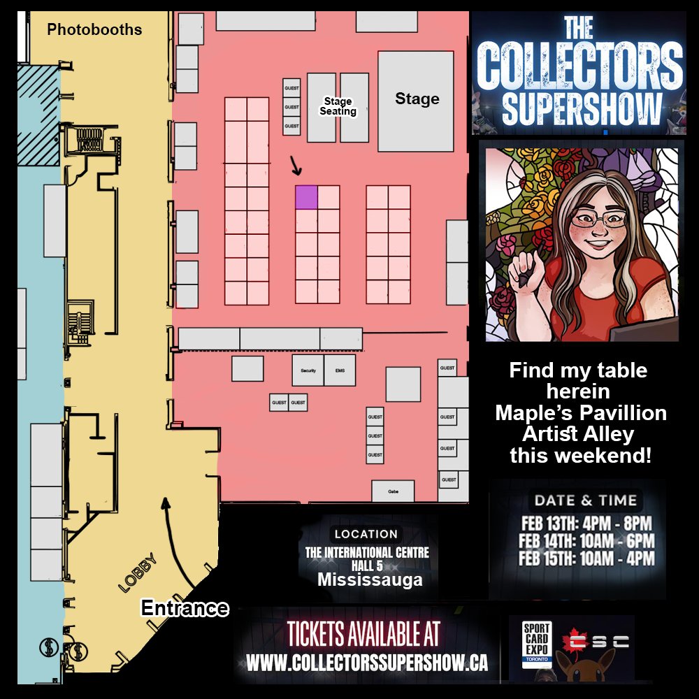 I'll be at the Collector's SuperShow this weekend in Mississauga. If you're in the area come find me! There's also a lot of fun cosplay programming on Sat &amp; Sun, and if you're interested in TCG a whole section of that too.
