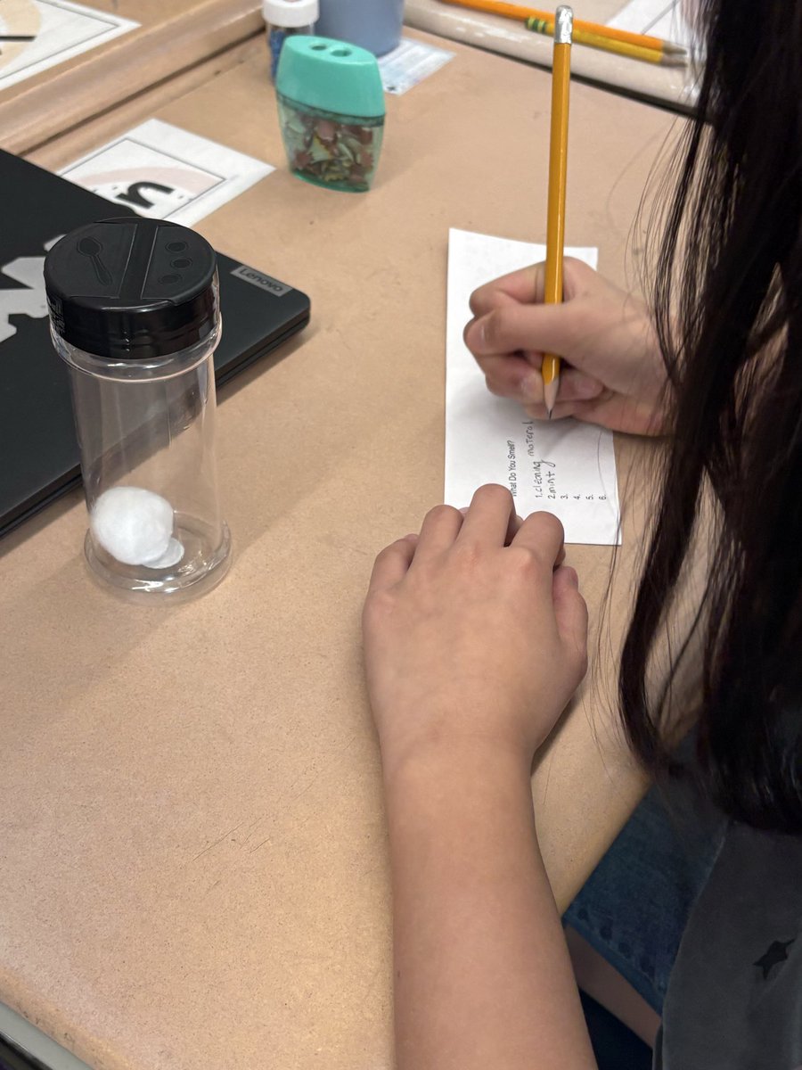 CounselorCalm's tweet image. Today in #MindUP we explored our sense of smell 👃🧠 We read Stop and Smell the Cookies and worked together to guess mystery scents. A fun, hands-on way to connect our brains, senses, and mindful breathing! #SEL #MindfulLearning #ElementaryEducation