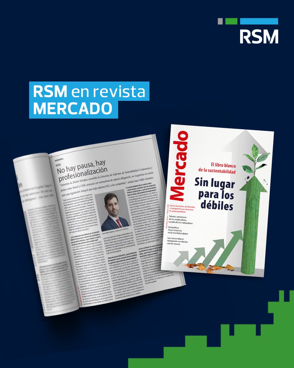La gestión #ESG ya es una decisión estratégica.
Nuestro socio de Consultoría, Juan Pablo Montero, analiza en <a href="/revista_mercado/">Mercado</a> por qué la agenda ESG pasó del discurso al cumplimiento técnico y cómo impacta en competitividad y financiamiento.
👉Nota:  bit.ly/3Zz7deF