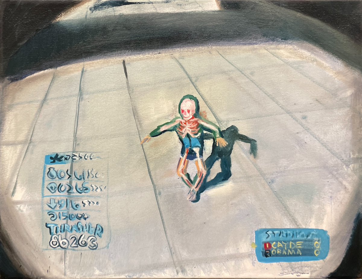 Here’s an oil painting I made of Skate 3 Hall of Meat
