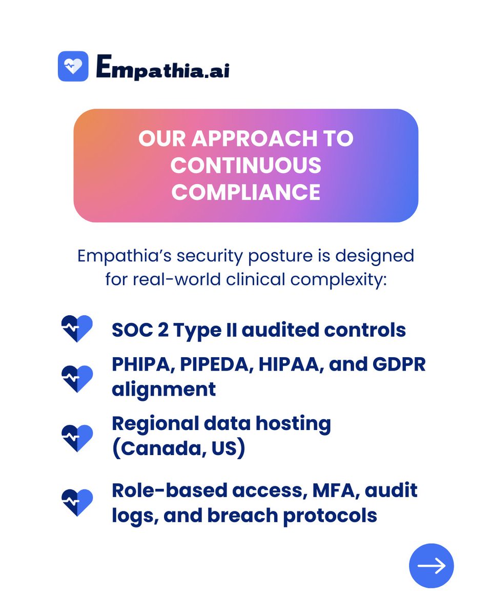 empathiaAI's tweet photo. 📣 Empathia AI Achieves SOC 2 Type II Compliance

🔗  https://t.co/6YkYfD3dWP

#HIPAACompliant #PhysicianBurnout #AIMedicalScribe #EMMAAI #AIMedicalAssistant https://t.co/GNgppdWiPK