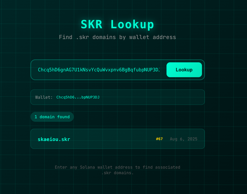 Did you know you can do a .skr lookup?

YES - if you know the wallet but not the .skr ID

Check out seekertracker.com/lookup