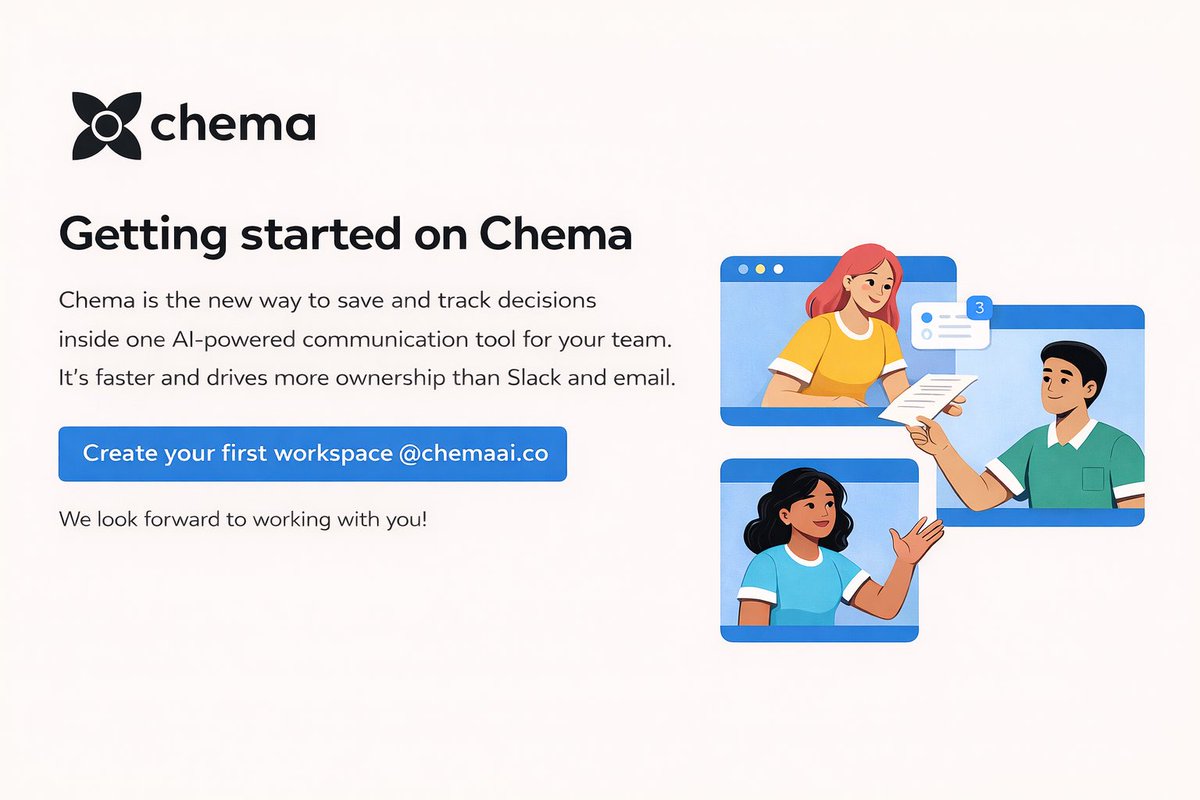 ChemaHQ's tweet photo. A new AI powered workspace. Save and track Decisions then link them to outcomes. Don’t let messages die in chat apps. https://t.co/pUxJKXHInD https://t.co/FQNb43p2UU