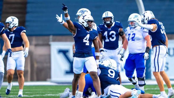 After a great conversation with <a href="/maknight3/">Coach Marcus Knight</a> I have received my 16th offered to play division 1 football for Yale University! Go Bulldogs <a href="/yalefootball/">Yale Football</a> <a href="/Yale/">Yale University</a>  #Yalefootball #ThisIsYale #YaleBulldogs 
<a href="/BrandonHuffman/">Brandon Huffman</a> <a href="/247recruiting/">247Sports Recruiting</a> <a href="/adamgorney/">Adam Gorney</a> <a href="/Rivals/">Rivals</a> <a href="/On3/">On3</a> <a href="/PrepRedzoneUT/">Prep Redzone Utah</a>