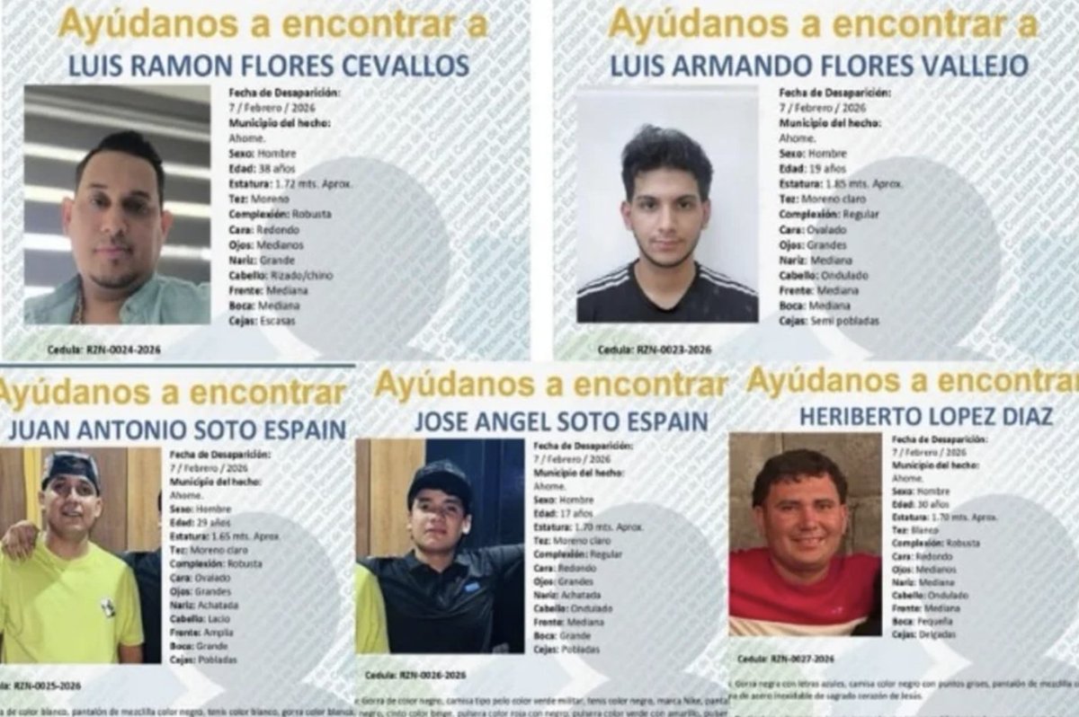ZETATijuana's tweet image. Turistas continúan desaparecidos en Mazatlán y suman cinco plagiados en Ahome, confirma SSPC zetatijuana.com/2026/02/turist… a través de @ZetaTijuana