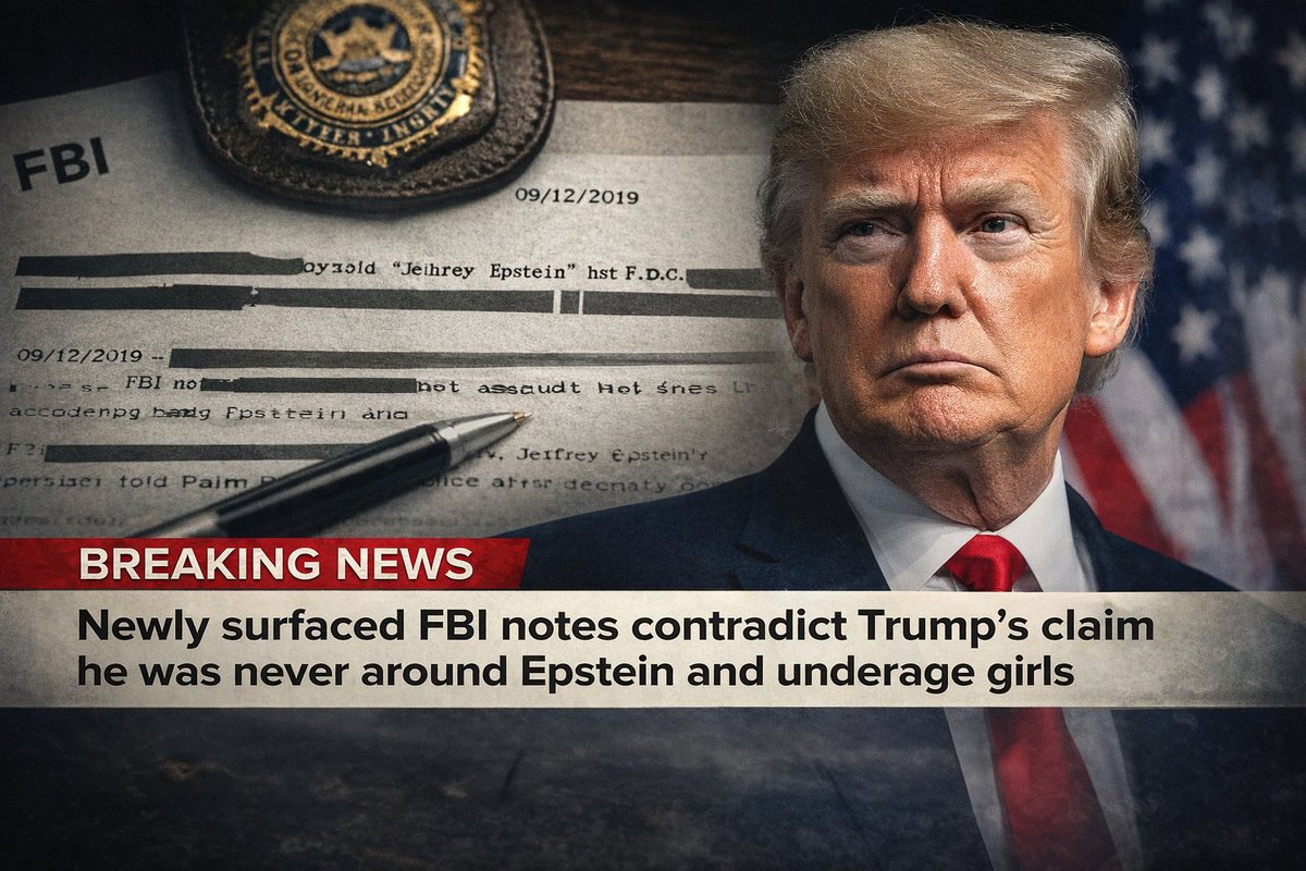 SkylineReport's tweet photo. 🚨 BREAKING NEWS

Trump’s long-standing claim that he was never around Jeffrey Epstein when underage girls were present just collapsed.

Newly surfaced FBI notes from a 2019 interview with former Palm Beach police chief Michael Reiter show Trump told law enforcement in the mid-2000s that he personally witnessed Epstein with teenagers — and said he “got the hell out of there” [1].

That statement directly contradicts Trump’s repeated public insistence that he was never around Epstein when young girls were present. You can’t have it both ways. Either Trump lied to the public for years, or he lied to police and the FBI by inventing a scene that cast himself as the lone moral actor in the room [1][3].

The same call makes the problem worse, not better. Reiter says Trump also told him, “everyone has known he’s been doing this,” acknowledging Epstein’s abuse of girls was an open secret — not something Trump learned later from headlines [2]. Trump reportedly went further, warning police that Ghislaine Maxwell was “evil” and Epstein’s operative, urging them to focus on her [2].

Put together, this doesn’t read like a man clueless about Epstein’s crimes. It reads like someone who knew what was going on, says he witnessed it, and only spoke up once police were already closing in — in a private call he likely never expected to become public [4].

Bottom line: Trump’s clean-hands narrative is now in direct conflict with his own reported words to law enforcement. If his defenders want to keep claiming he was never around Epstein and underage girls, they now have to explain why Trump allegedly told a police chief the exact opposite — and why we should trust the version he told the public, not the one he told when he thought no one else would ever hear it [5].

Sources:

[1] Yahoo News — FBI notes reveal Trump told police he was present when Epstein was with teenagers and “got the hell out of there.”
https://t.co/7xqC6GYmAK

[2] Telegrafi (via CNN reporting) — Trump allegedly told police “everyone has known” Epstein was abusing girls and warned Ghislaine Maxwell was his “operative.”
https://t.co/oUyijOrNkk

[3] Yahoo Canada — Former Palm Beach police chief Michael Reiter recounts Trump’s statements contradicting his public denials.
https://t.co/XaKSwxbPqN

[4] NBC News — Context on Trump’s shifting narrative about Epstein and underage girls, including newly released materials.
https://t.co/9QdMkHBEsb

[5] Express — Additional reporting on Trump’s phone call to police and inconsistencies with later public claims.
https://t.co/fX4oeFk4Lk