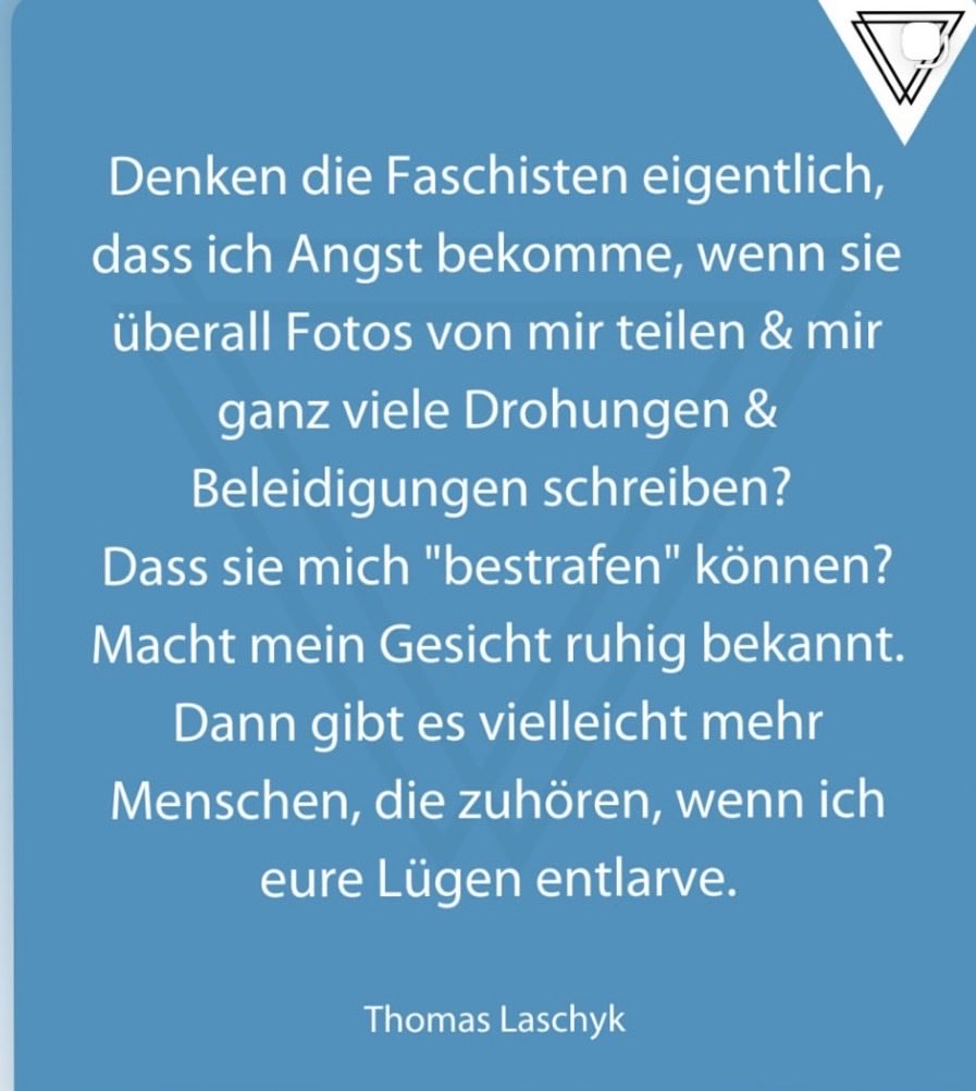 Volle Solidarität mit <a href="/ThomasLaschyk/">Chefpetze</a> und <a href="/Volksverpetzer/">Volksverpetzer 🇪🇺🇺🇦🏳️‍🌈</a> .

Wir brauchen viel mehr solche mutigen Menschen, die sich nicht scheuen, Faschisten und Rechtsextremisten immer wieder zu benennen und deren Lügen zu entlarven.

Dafür hier noch einmal herzlichen Dank.
Ihr rockt.
👍🤝💪