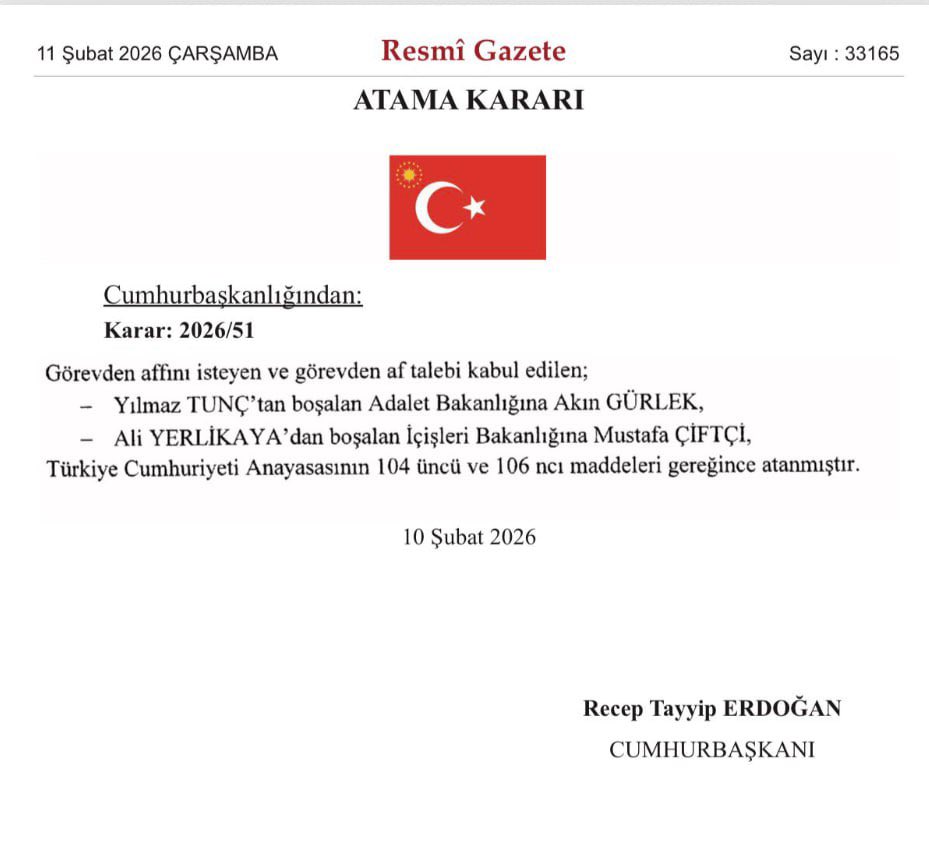 mert1ergun's tweet photo. Resmi gazetede yayınlanan atama kararına göre kabinede Adalet ve İçişleri Bakanlıklarında değişiklik meydana geldi.

#bist https://t.co/5qmLeOS7L1