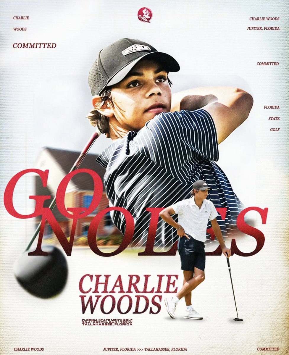BREAKING: CHARLIE WOODS -> FSU

Posting on his Instagram account, Charlie Woods, the son of <a href="/TigerWoods/">Tiger Woods</a>, has committed to <a href="/FSUGolf/">FSU Golf</a>.

 instagram.com/p/DUl2tsRkqoK/