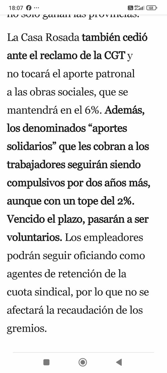 Mira <a href="/guido__ce/">guido</a> parece q sacaron x dos años del texto de la ley laboral el tema de los aportes solidarios compulsivos, q como buen sabemos vos y yo, nunca existieron. Raro q CGT reclamara tanto x ello